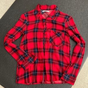 Flowy soft plaid button down shirt